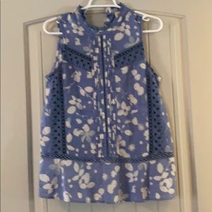 Anthropologie blue floral tank